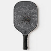 Schwarze Witwe Spiderweb Zeichnend Kunst Pickleball Schläger (Rückseite)