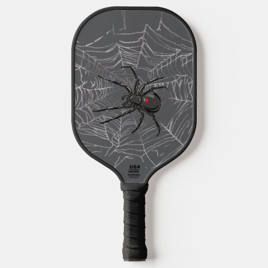 Schwarze Witwe Spiderweb Zeichnend Kunst Pickleball Schläger (Vorderseite)