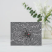 Schwarze Witwe Spiderweb Zeichnend Kunst Postkarte (Stehend Vorderseite)