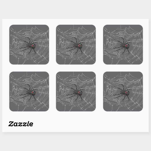 Schwarze Witwe Spiderweb Zeichnend Kunst Quadratischer Aufkleber (Blatt)