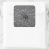 Schwarze Witwe Spiderweb Zeichnend Kunst Quadratischer Aufkleber (Tasche)