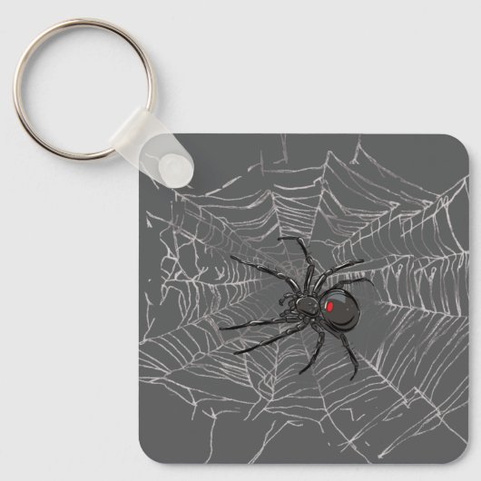 Schwarze Witwe Spiderweb Zeichnend Kunst Schlüsselanhänger (Vorderseite)