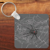 Schwarze Witwe Spiderweb Zeichnend Kunst Schlüsselanhänger (Vorderseite)