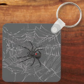 Schwarze Witwe Spiderweb Zeichnend Kunst Schlüsselanhänger (Rückseite)