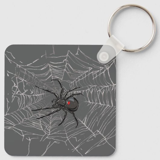 Schwarze Witwe Spiderweb Zeichnend Kunst Schlüsselanhänger (Rückseite)