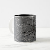 Schwarze Witwe Spiderweb Zeichnend Kunst Zweifarbige Tasse (Vorderseite Links)