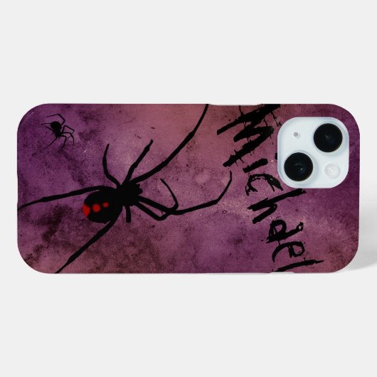 Schwarze Witwe-Spinne Gothic Halloween-Monogramm Case-Mate iPhone Hülle (Rückseite (Horizontal))