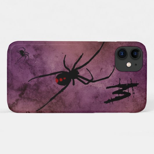 Schwarze Witwe-Spinne Gothic Halloween-Monogramm Case-Mate iPhone Hülle (Rückseite (Horizontal))