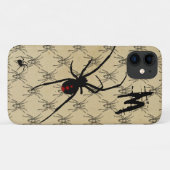 Schwarze Witwe-Spinne Gothic Halloween-Monogramm Case-Mate iPhone Hülle (Rückseite (Horizontal))