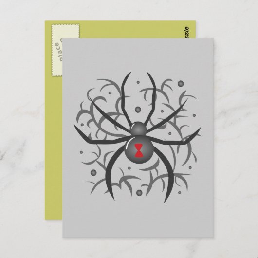Schwarze Witwe-Spinne Postkarte (Vorne/Hinten)