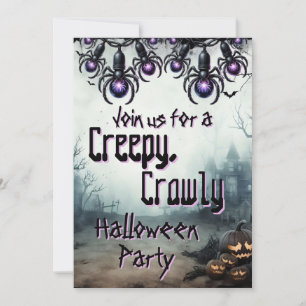 Schwarze Witwe Spinne Reimende Halloween-Party Einladung