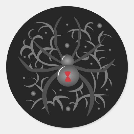 Schwarze Witwe-Spinne Runder Aufkleber (Vorderseite)