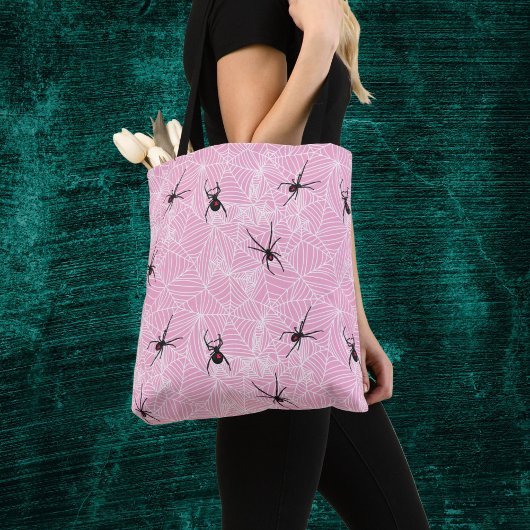 Schwarze Witwe Spinnennetz Pastellrosa Kostüm Tasche