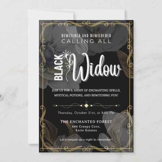 Schwarze Witwe verwittert und verwirrt Einladung (Vorderseite)