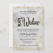 Schwarze Witwe verzaubert und verwelkter weißer Ma Einladung (Vorderseite)