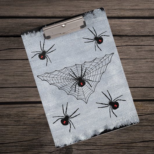 Schwarze Witwen-Spinnen-Netz Halloween gotisch Klemmbrett