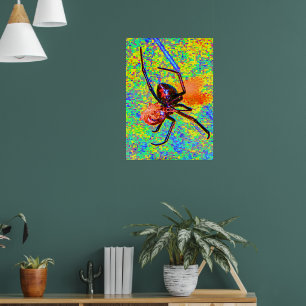 Schwarze Witwenspinne fressendes Poster