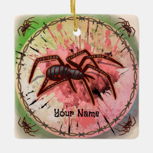Schwarze Witwenspinne Keramikornament (Vorderseite)