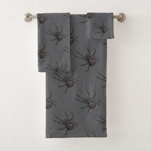 Schwarze Witwenspinne Originalzeichnung Kunst Badhandtuch Set