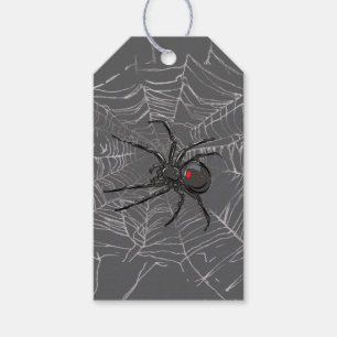 Schwarze Witwenspinne und Spinnennetz-Zeichnung Ku Geschenkanhänger