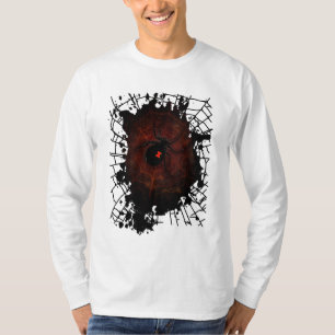 Schwarze Witwenspinnen-Netz-Gotische-Dunkle-Kantig T-Shirt