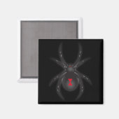 Schwarze Witwenspinnen-Shirt Magnet (Vorderseite/Rückseite)
