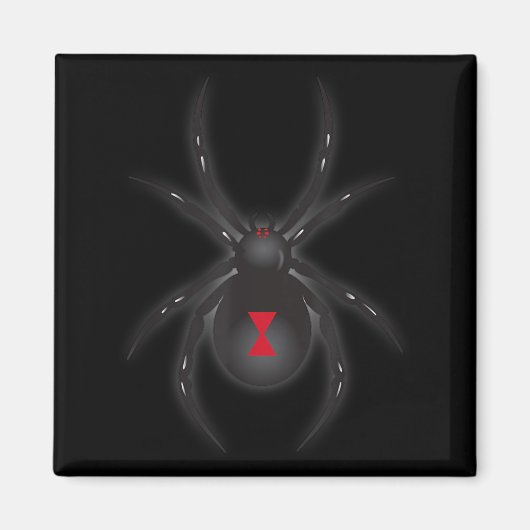 Schwarze Witwenspinnen-Shirt Magnet (Vorne)