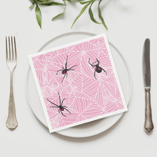 Schwarze Witwenspinnennetz Rosa Serviette