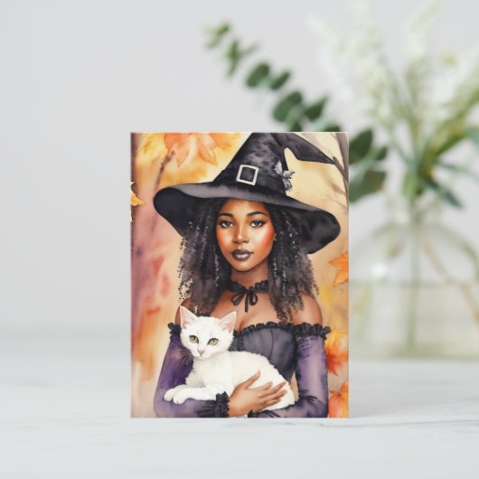 Schwarze Witze mit Katzenfarbe Wasserfarbe Postkarte (Stehend Vorderseite)