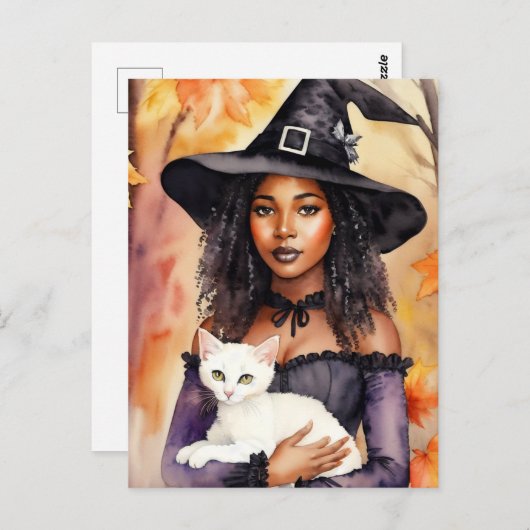 Schwarze Witze mit Katzenfarbe Wasserfarbe Postkarte (Vorne/Hinten)