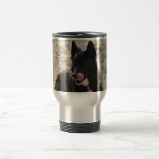 Schwarze Wolf-Reise/Pendler-Tasse Reisebecher (Mittel)