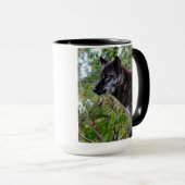 Schwarze Wolf-Tasse Tasse (VorderseiteRechts)