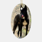 Schwarze Wolf-Weihnachtsbaum-Verzierung Keramikornament (Rechts)