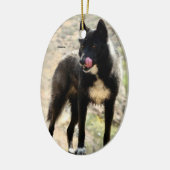 Schwarze Wolf-Weihnachtsbaum-Verzierung Keramikornament (Links)