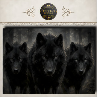 Schwarze Wolfpack-Dekupage Seidenpapier
