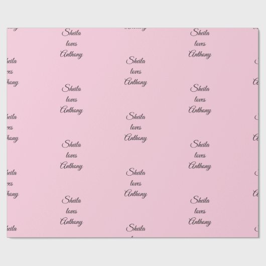 Schwarze Worte der Liebe auf Rosa Geschenkpapier (Flach)