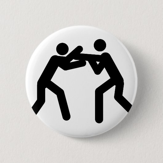 schwarze Wrestlingsportikone Button (Vorderseite)
