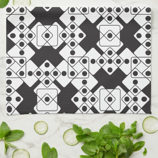 Schwarze Würfel Geschirrtuch (Gefaltet)
