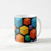 Schwarze Würfel-Tasse Kaffeetasse (VorderseiteRechts)