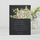 SCHWARZE WÜSTE ERFOLGREICH KACTI FOLIAGE BUNCH WED EINLADUNG (Stehend Vorderseite)