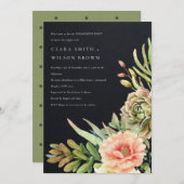 SCHWARZE WÜSTE ERFOLGREICHE CACTI FOLIAGE-VERLOBUN EINLADUNG (Vorne/Hinten)