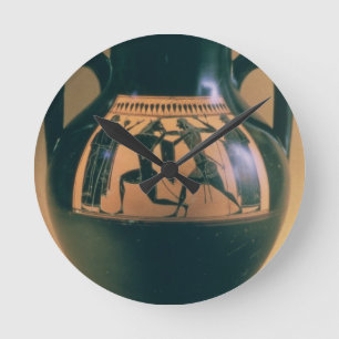 Schwarze Zahl Amphora des Dachbodens, der Theseus Runde Wanduhr