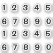 Schwarze Zahlen Aufkleber Transparent   (Vorderseite)