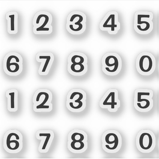 Schwarze Zahlen Aufkleber Transparent   (Vorderseite)