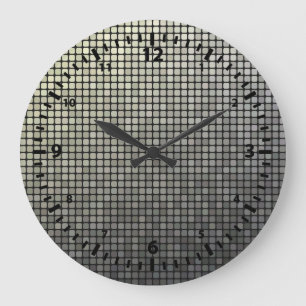 Schwarze Zahlen und Imitate Grunge Metal Squares Große Wanduhr