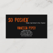 Schwarze Zebra Print Orange Interieur Business Car Visitenkarte (Rückseite)