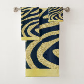 Schwarze Zebra-Skin-Streifen auf Gold-Glitzer Badhandtuch Set (Insitu)