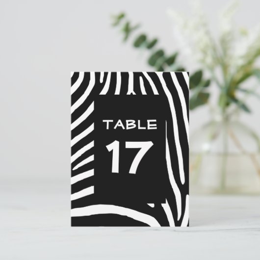 Schwarze Zebra Streifen Tischnummer (Stehend Vorderseite)