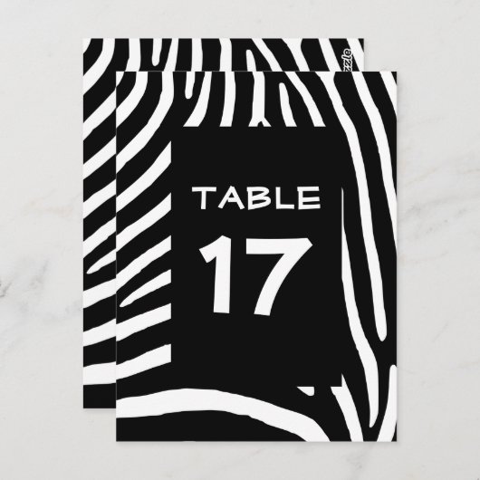 Schwarze Zebra Streifen Tischnummer (Vorne/Hinten)