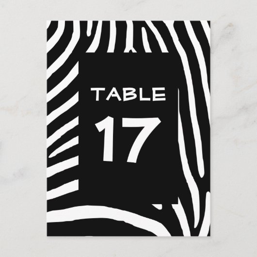 Schwarze Zebra Streifen Tischnummer (Vorderseite)